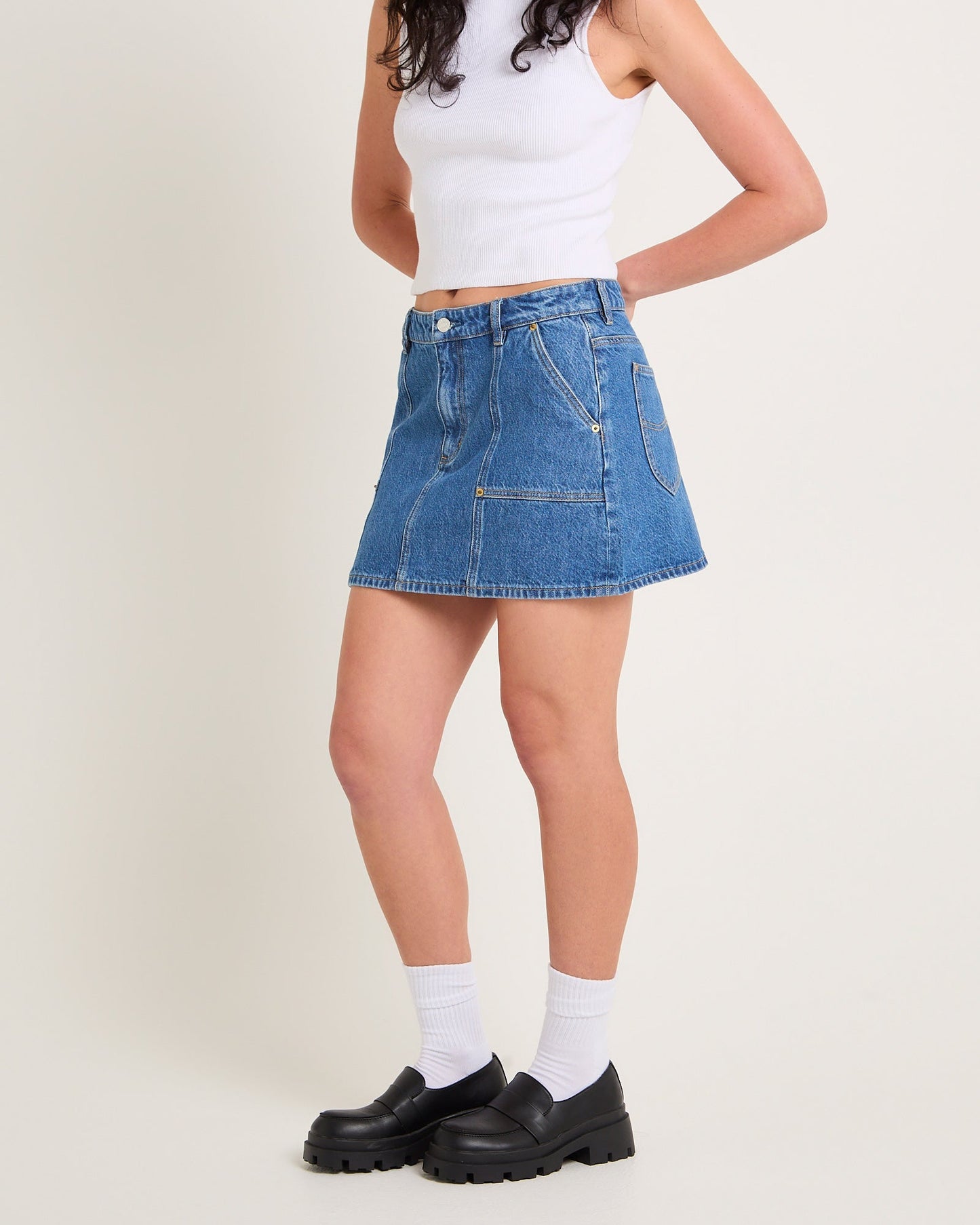 Worker Denim Mini Skirt